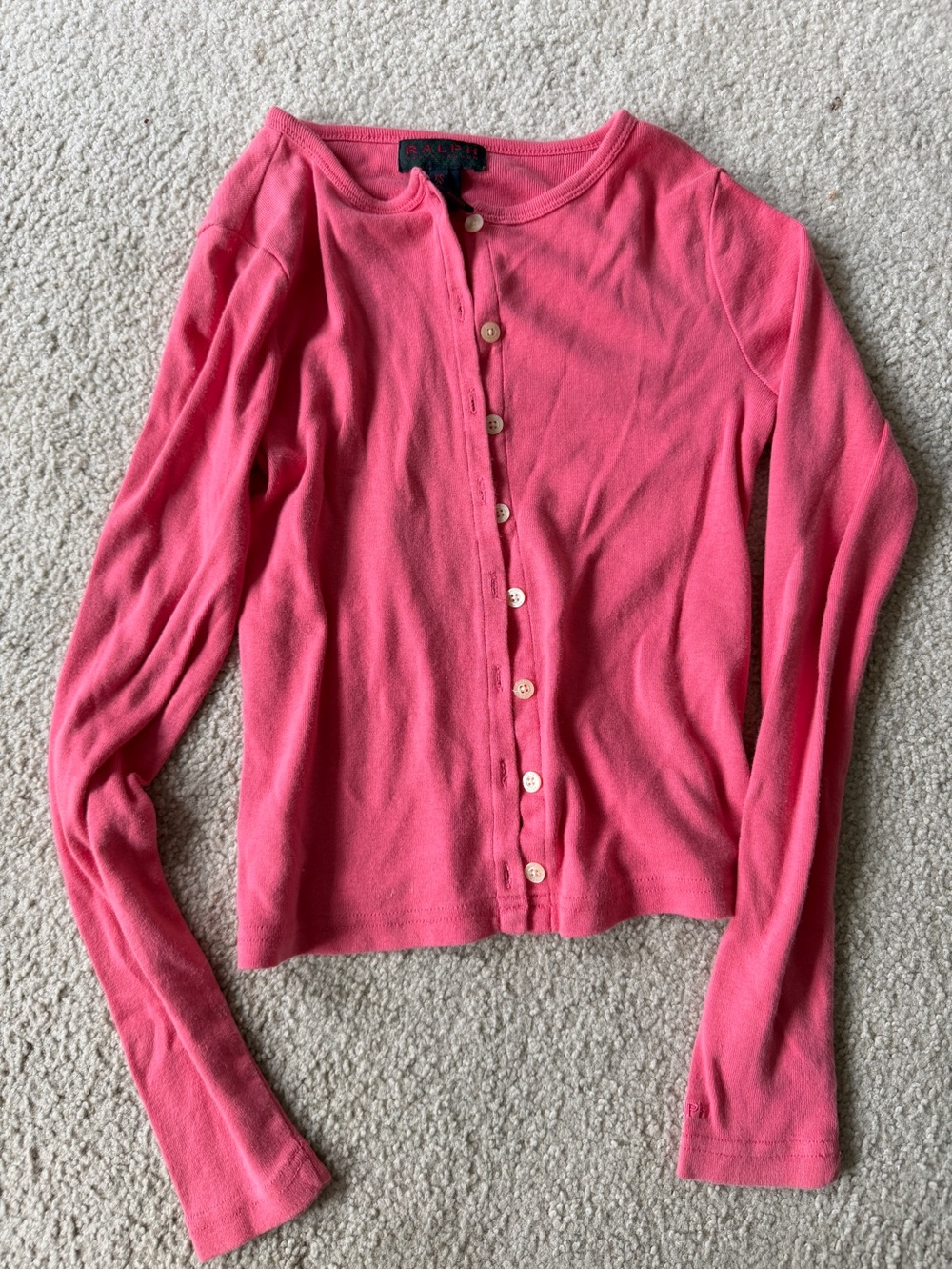 Ralph Lauren Coral Pink Button-Front Cotton Top Y2K
